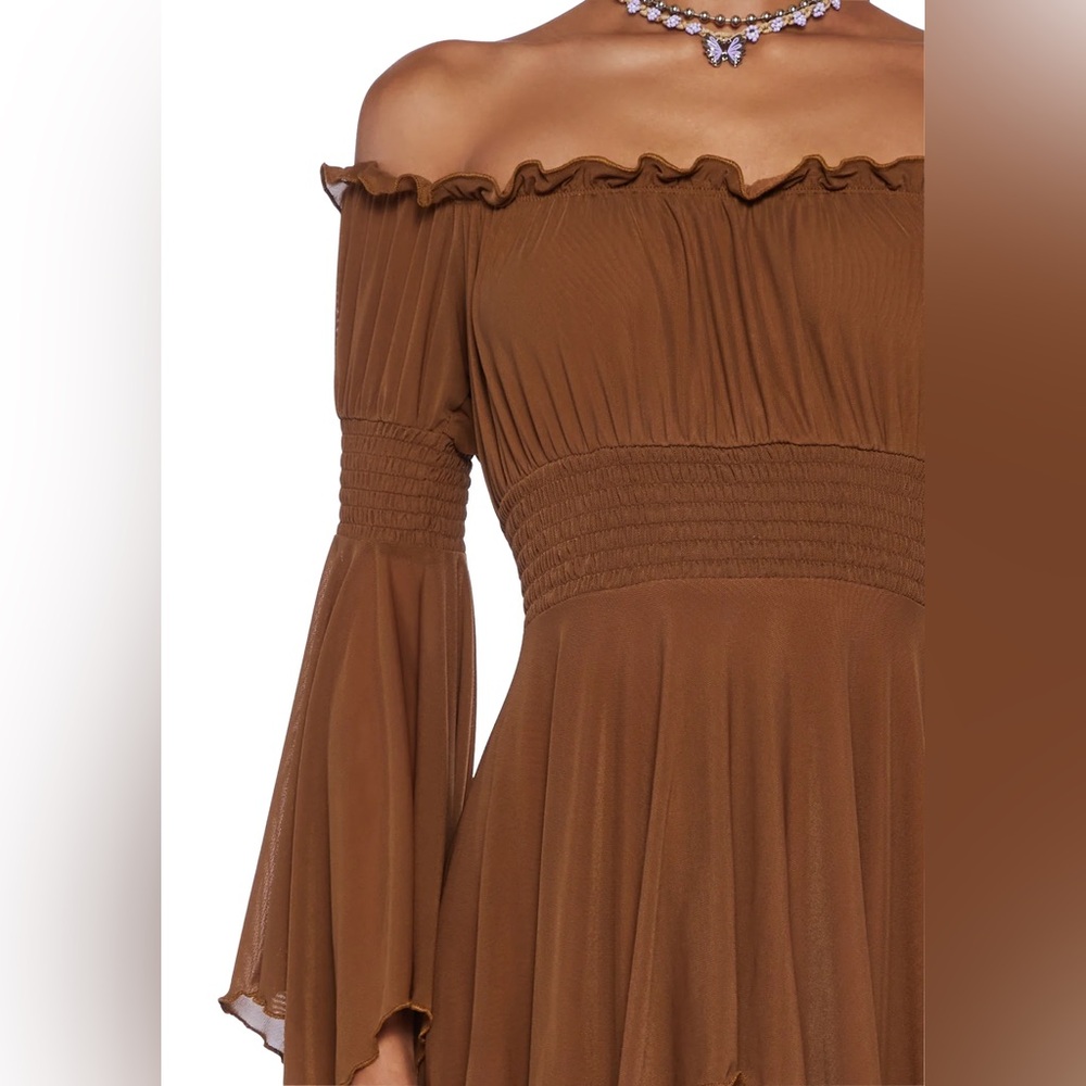 NWT Dolls Kill MUSICAL ODYSSEY MINI DRESS - BROWN CURRENT MOOD XS - Picture 9 of 15